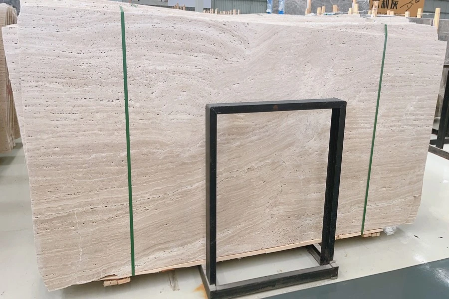 Super White Travertine Unfilled Slab
